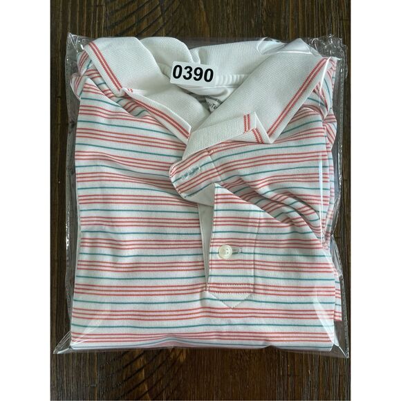 Cutter and Buck Polo Shirt Mens 2XL Red White Blue Striped Golf Americana DryTec - Picture 8 of 8